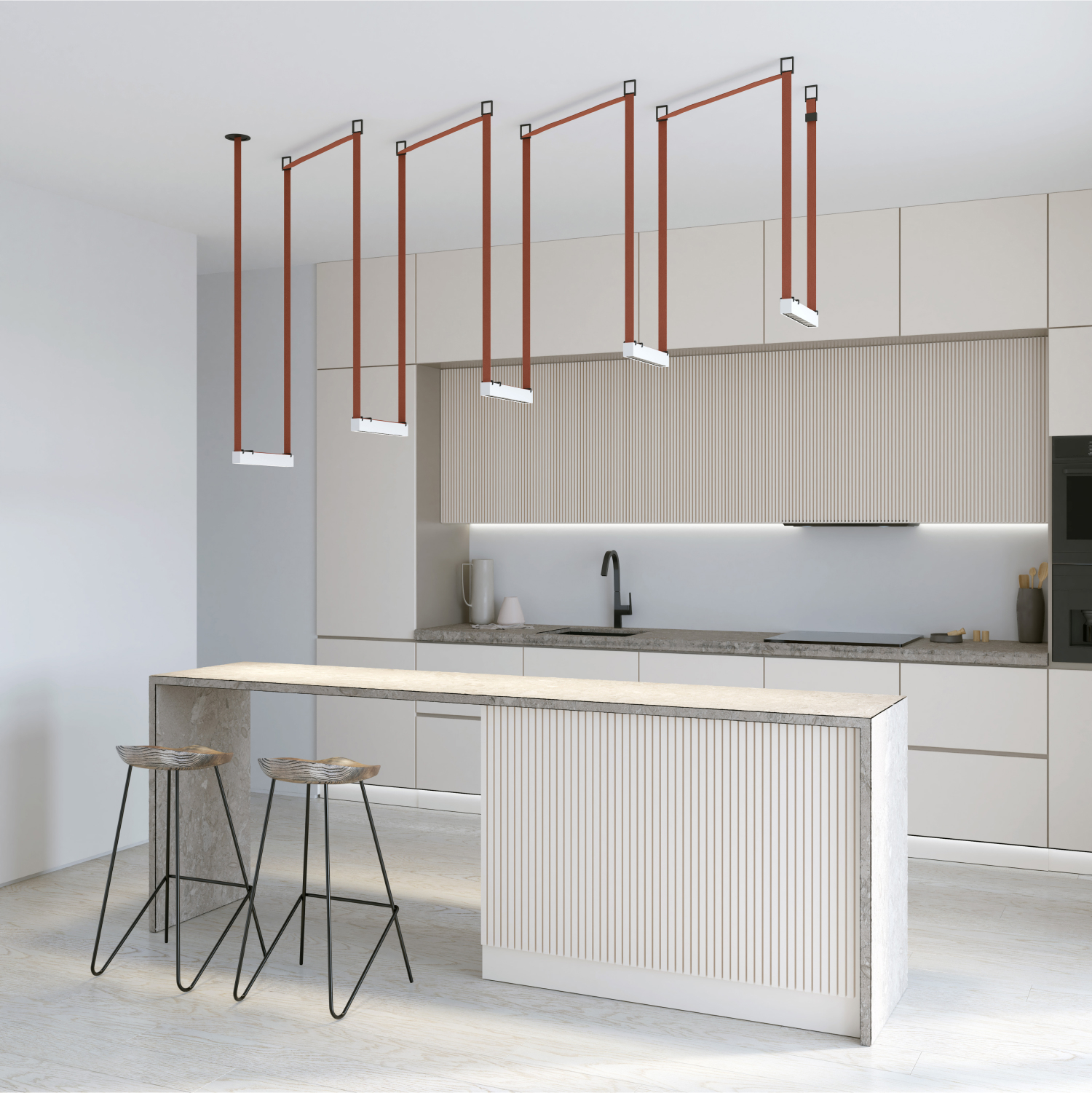 DK5570-WB Cветильник для трека-ремня Belty, серия Grill, со светодиодом, L323*W40*H45мм, 48V DC, 12W, RA90, 24°, 4000K, IP20, белый с черным, алюминий