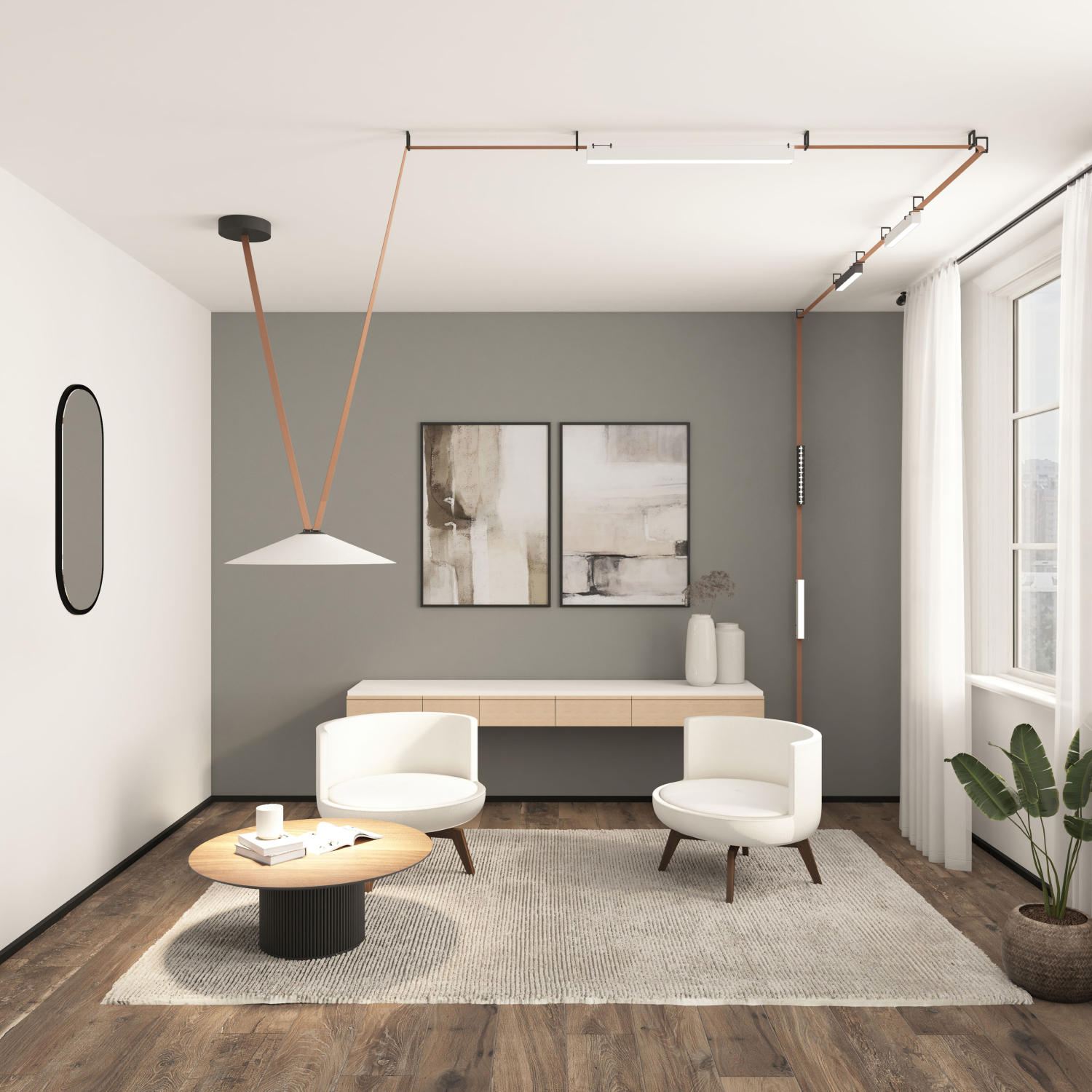 DK5574-WH Cветильник для трека-ремня Belty, серия Linear, со светодиодом, L323*W40*H45мм, 48V DC, 12W, RA90, 120°, 4000K, IP20, белый, алюминий