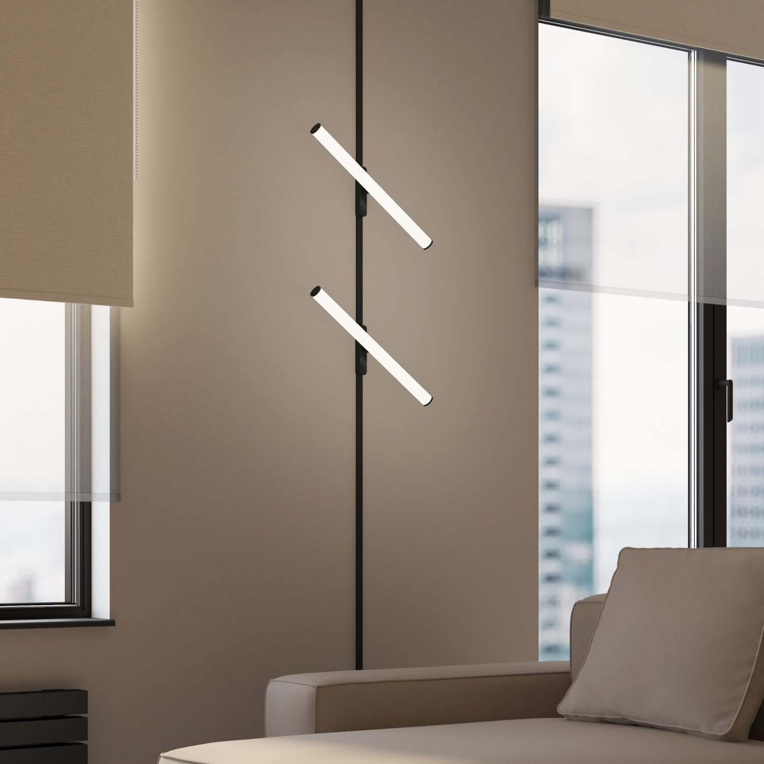 DK5355-BK Светильник для трека Air, серия Ray 4000 со светодиодом, L500*W35*H79mm,?33, 48V DC, 12W, RA?90, 120°, 4000K, IP20, черный, алюминий