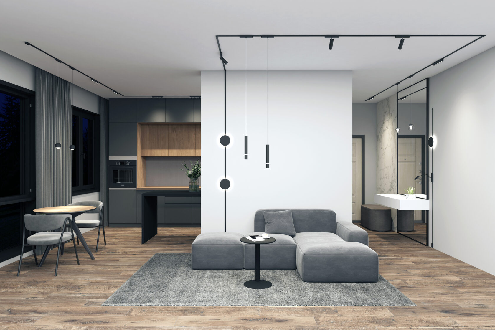 DK5360-BK Светильник для трека Air, серия Linear 2700-6500 со светодиодом, L230*W26*H36мм, 48V DC, 9W, RA?90, 120°, 2700-6500K, IP20, черный, алюминий