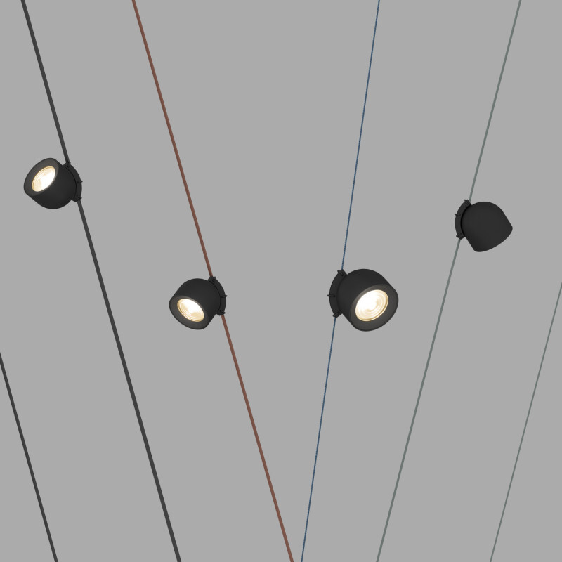 DK5541-BK Поворотный светильник для трека-ремня Belty, серия Spot, со светодиодом, D100*H107мм, 48V DC, 12W, RA90, 38°, 3000K, IP20, черный, алюминий