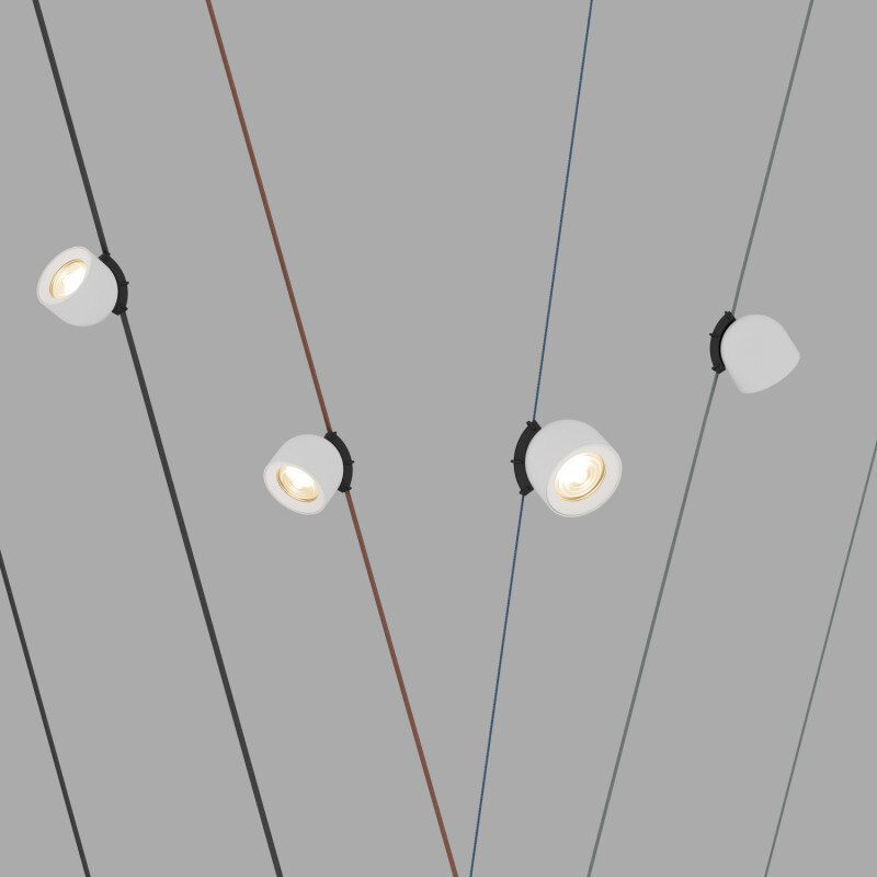 DK5541-WH+BK Поворотный светильник для трека-ремня Belty, серия Spot, со светодиодом, D100*H107мм, 48V DC, 12W, RA90, 38°, 3000K, IP20, белый с черным, алюминий