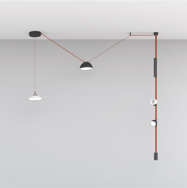 DK5565-WH+BK Cветильник для трека-ремня Belty, серия Flow, со светодиодом, D300*H71мм, 48V DC, 12W, RA90, 120°, 3000K, IP20, белый с черным, алюминий