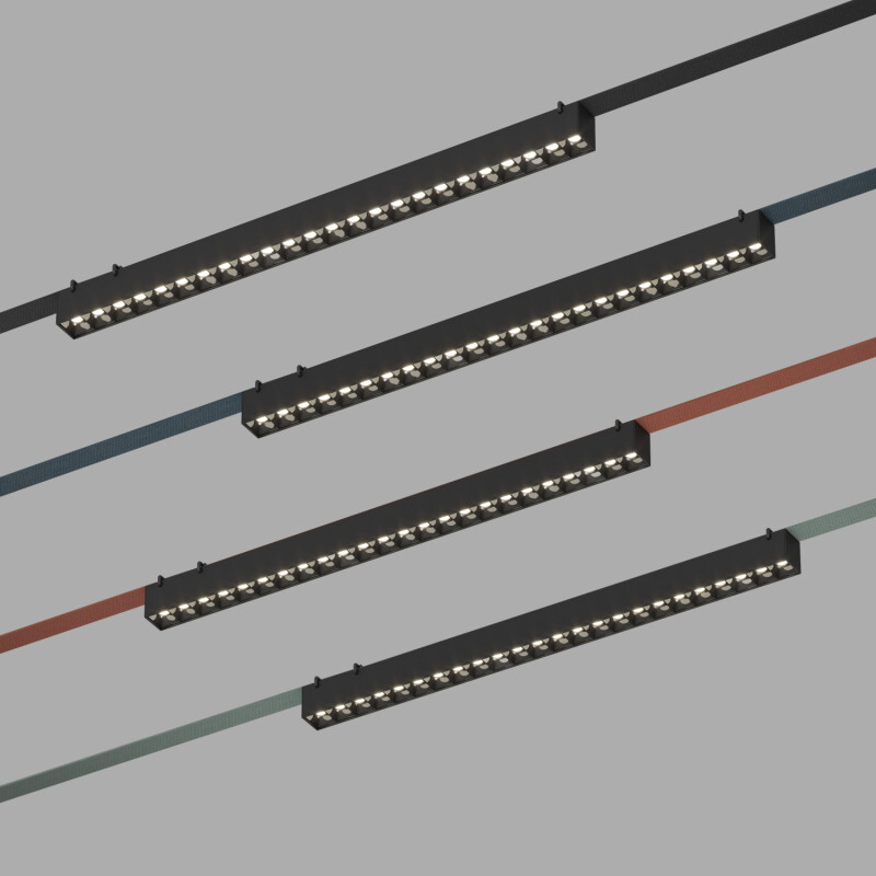 DK5573-BK Cветильник для трека-ремня Belty, серия Grill, со светодиодом, L642*W40*H45мм, 48V DC, 24W, RA90, 24°, 3000K, IP20, черный, алюминий