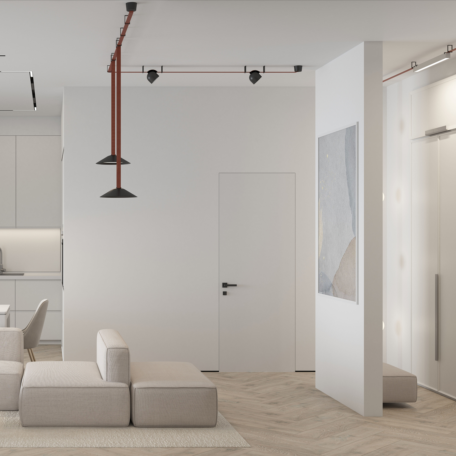 DK5577-WH Cветильник для трека-ремня Belty, серия Linear, со светодиодом, L642*W40*H45мм, 48V DC, 24W, RA90, 120°, 3000K, IP20, белый, алюминий