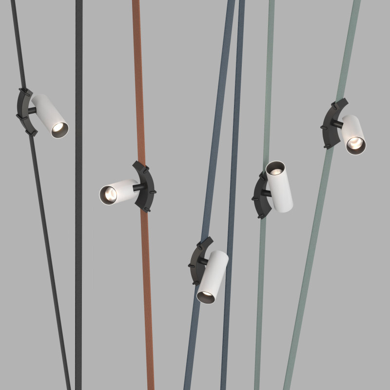 DK5547-BW+BK Поворотный светильник для трека-ремня Belty, серия Spot, со светодиодом, D35*L126.5мм, 48V DC, 7W, RA90, 30°, 3000K, IP20, белый с черным, алюминий