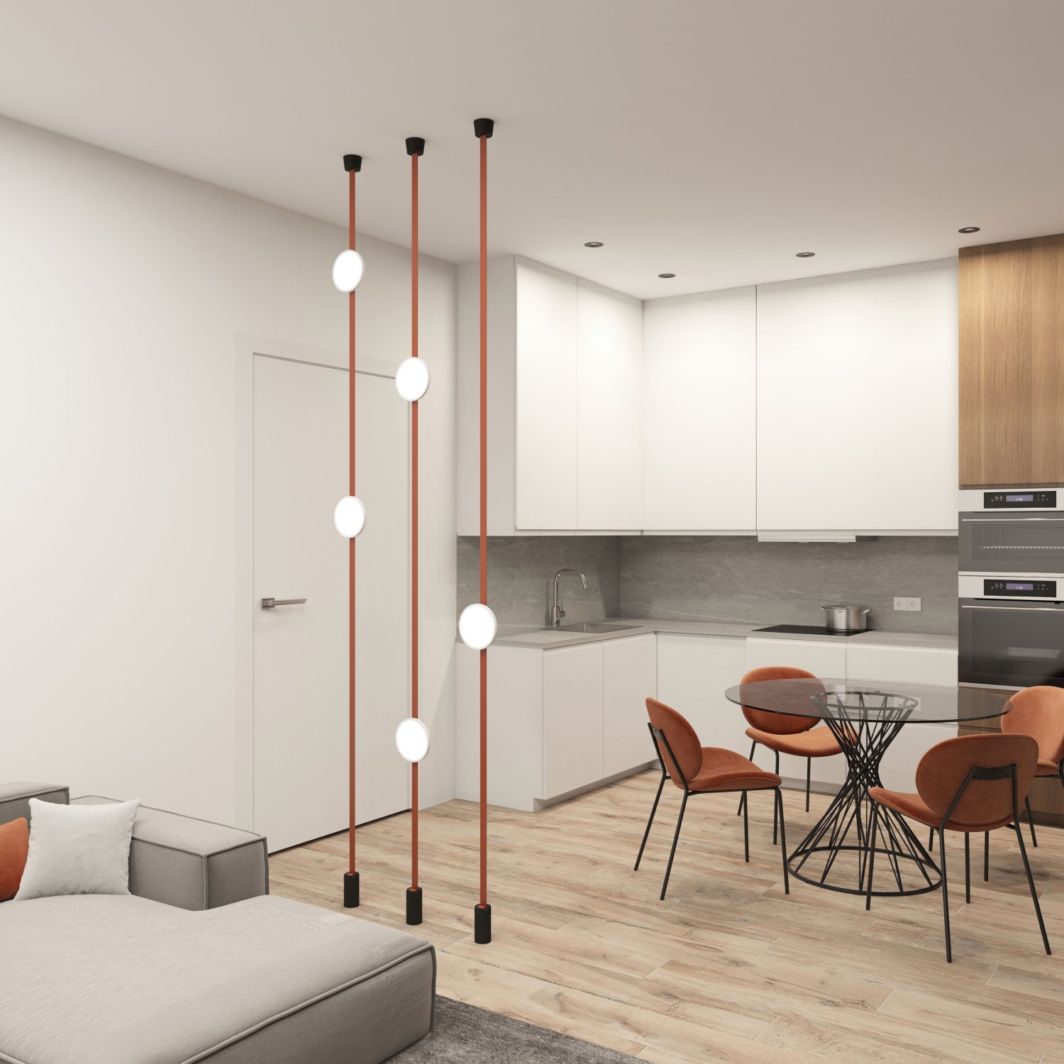 DK5567-WH+BK Cветильник для трека-ремня Belty, серия Flow, со светодиодом, D168*H29.5мм, 48V DC, 10W, RA90, 120°, 3000K, IP20, белый с черным, алюминий