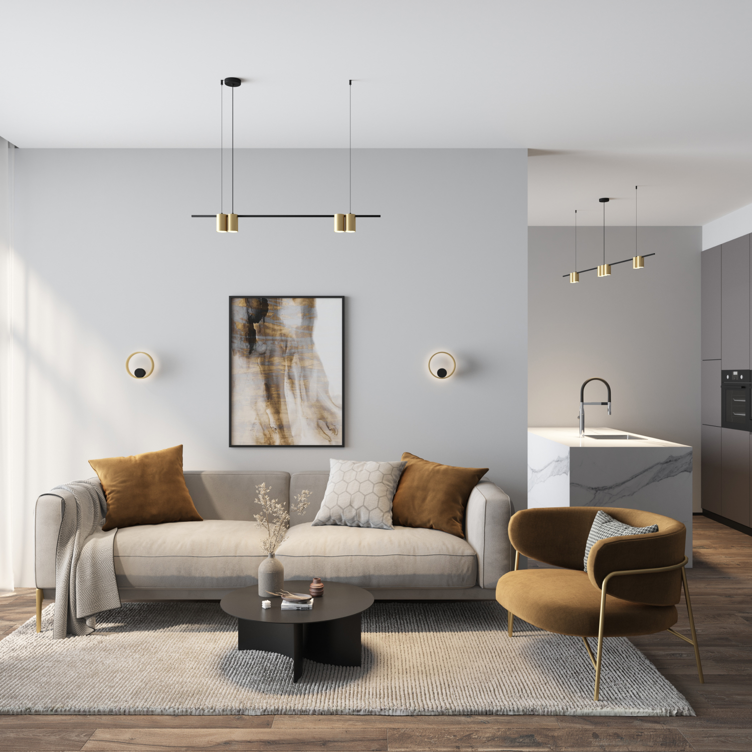 DK5060-BK+SG Бра ORBIT, IP20, 3000К, LED, 10 Вт, черный + сатинированное золото, алюминий