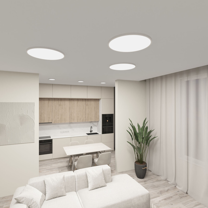 DK6522-WH Накладной светильник THIN, IP40, 36W, 3000K/4000K/6500K, переключатель цветовой температуры на корпусе, белый, полимер