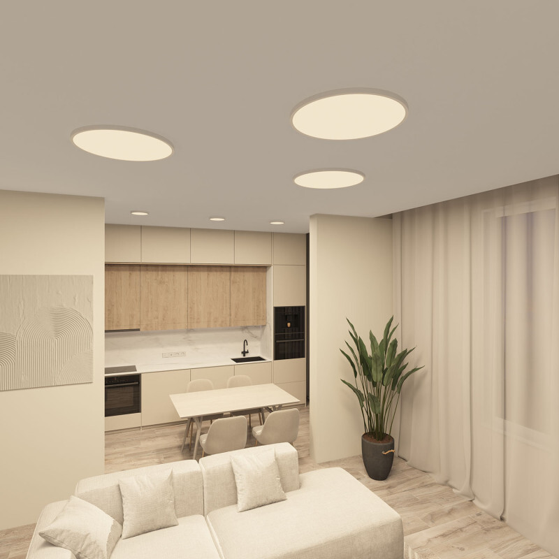 DK6522-WH Накладной светильник THIN, IP40, 36W, 3000K/4000K/6500K, переключатель цветовой температуры на корпусе, белый, полимер