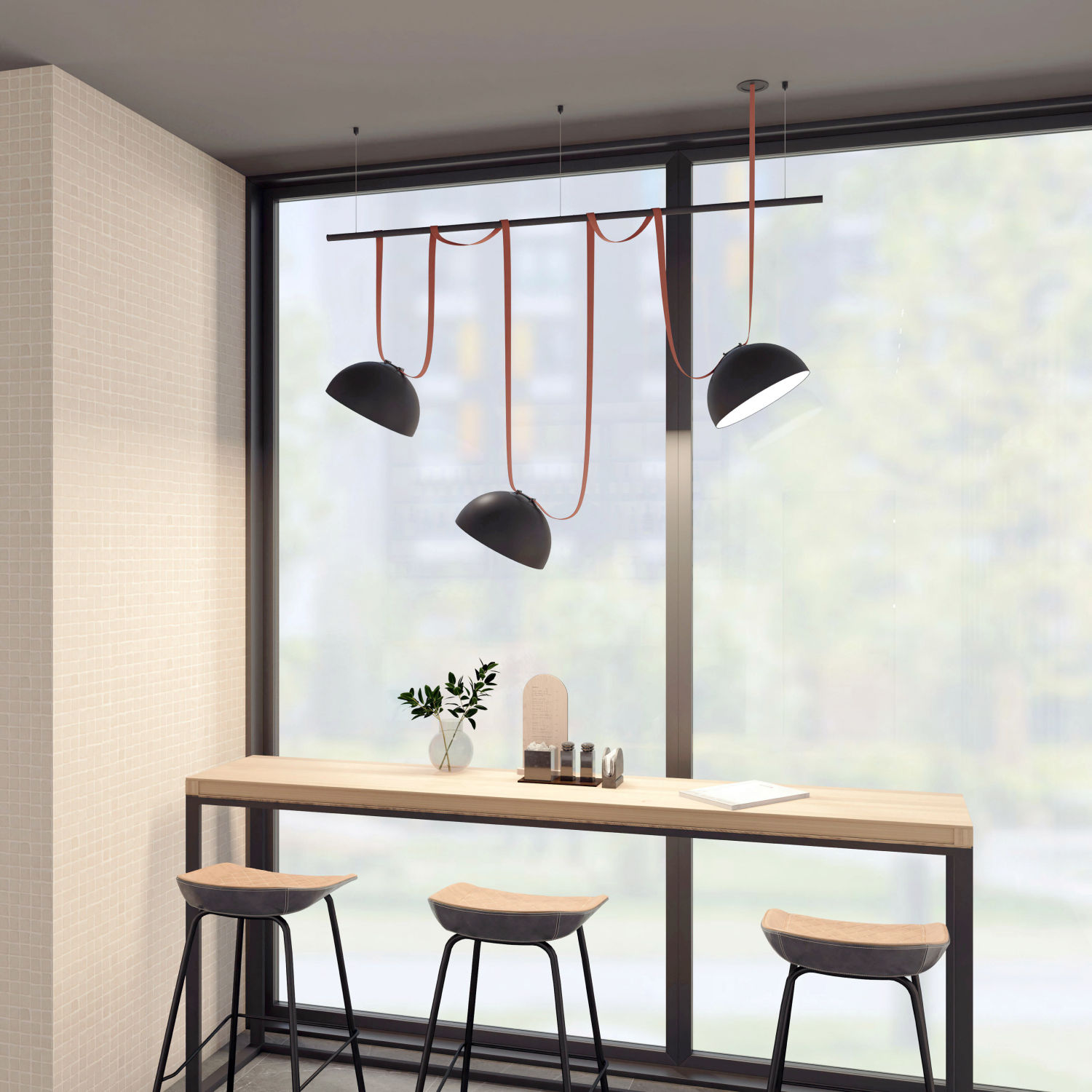 DK5563-BK Cветильник для трека-ремня Belty, серия Flow со светодиодом, D300*H171мм, 48V DC, 28W, RA90, 120°, 3000K, IP20, черный, алюминий