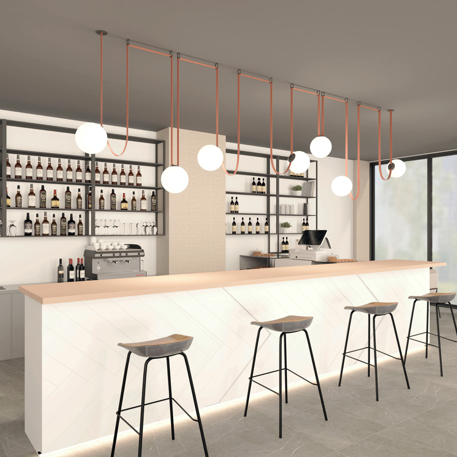 DK5555-BK Cветильник для трека-ремня Belty, серия Orb, со светодиодом, D230*H236мм, 48V DC, 15W, RA90, 120°, 3000K, IP20, черный, акрил