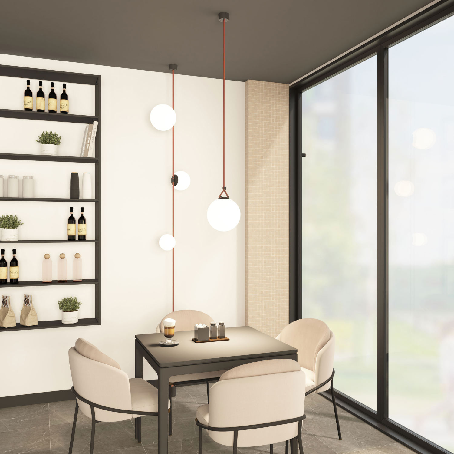 DK5555-BK Cветильник для трека-ремня Belty, серия Orb, со светодиодом, D230*H236мм, 48V DC, 15W, RA90, 120°, 3000K, IP20, черный, акрил