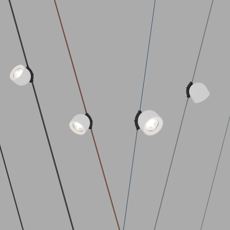 DK5640-WH+BK Поворотный светильник для трека-ремня Belty Smart, серия Spot, со светодиодом, D100*H107мм, 48V DC, 12W, RA90, 38°, 2700-6000K, IP20, белый с черным, алюминий
