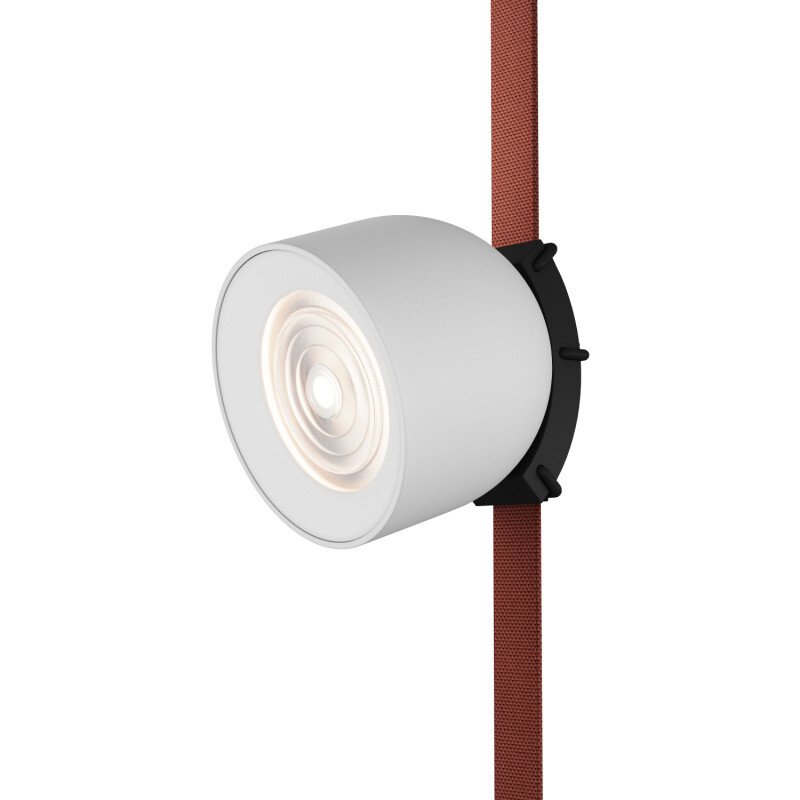 DK5640-WH+BK Поворотный светильник для трека-ремня Belty Smart, серия Spot, со светодиодом, D100*H107мм, 48V DC, 12W, RA90, 38°, 2700-6000K, IP20, белый с черным, алюминий