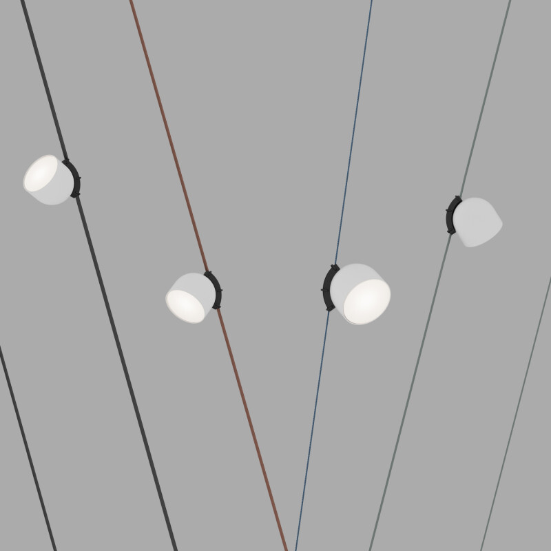 DK5642-WH+BK Поворотный светильник для трека-ремня Belty Smart, серия Spot, со светодиодом, D100*H107мм, 48V DC, 12W, RA90, 120°, 3000-5700K, IP20, белый с черным, алюминий