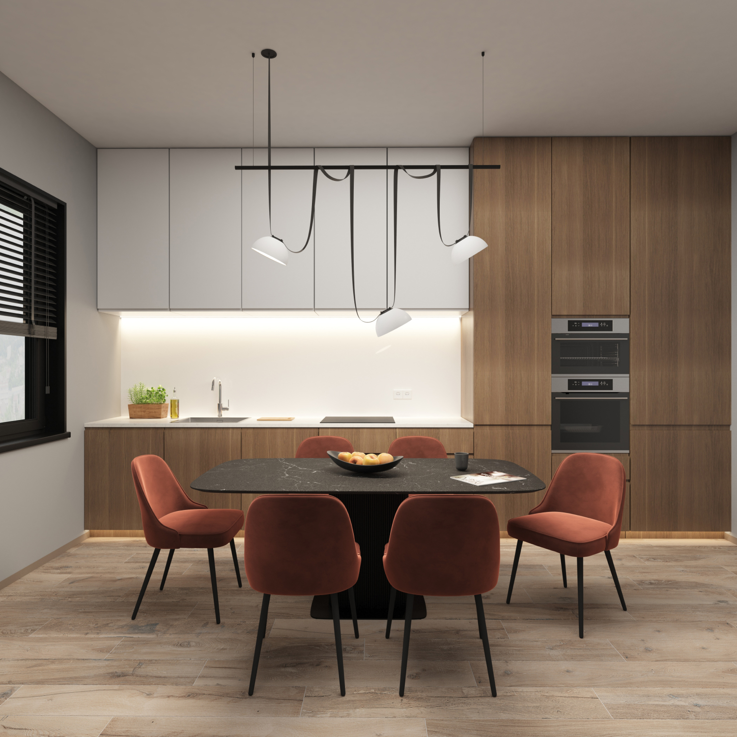 DK5660-WH+BK Cветильник для трека-ремня Belty Smart, серия Flow, со светодиодом, D220*H117мм, 48V DC, 24W, RA90, 120°, 3000-5700K, IP20, белый с черным, алюминий