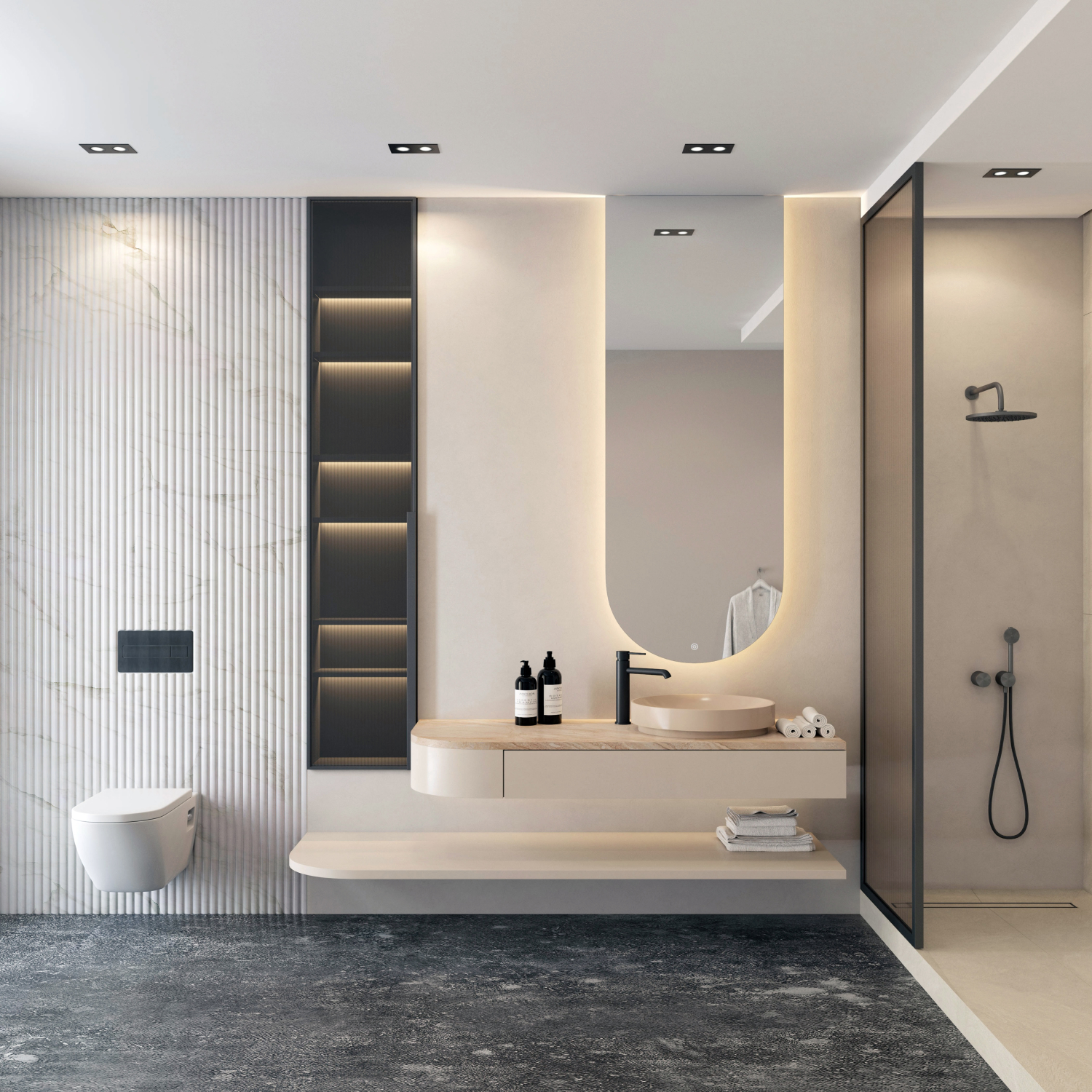 Встраиваемый влагозащищенный светильник PORT, 2?15 Вт макс., LED, GU5.3, IP65, корпус из полимера, цвет чёрный