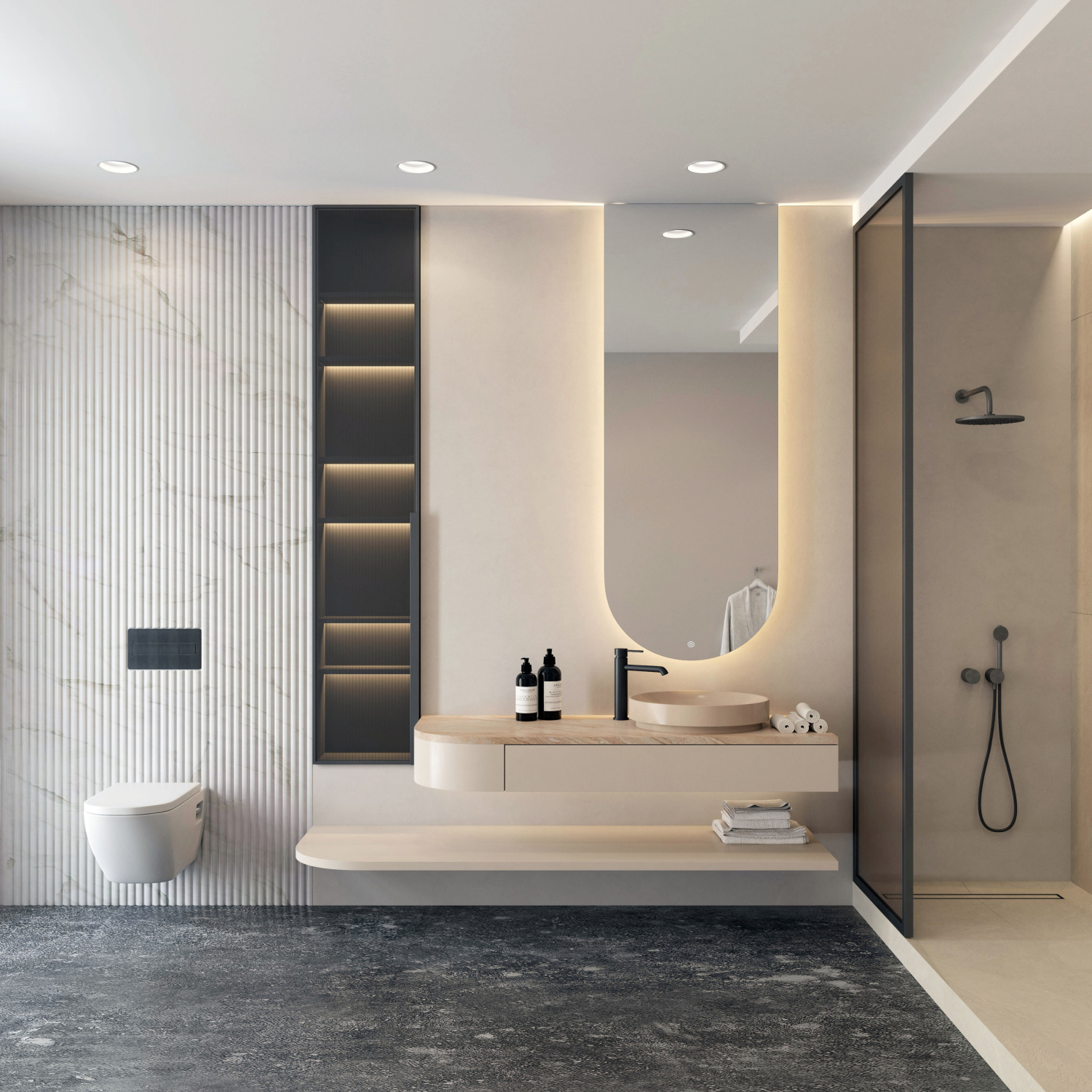 Встраиваемый влагозащищенный светильник TRIM, 18 Вт LED 3000-4000-6500K, IP44, алюминий, акрил