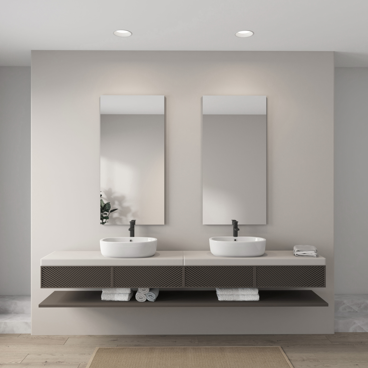 Встраиваемый влагозащищенный светильник TRIM, 24 Вт LED 3000-4000-6500K, IP44, алюминий, акрил