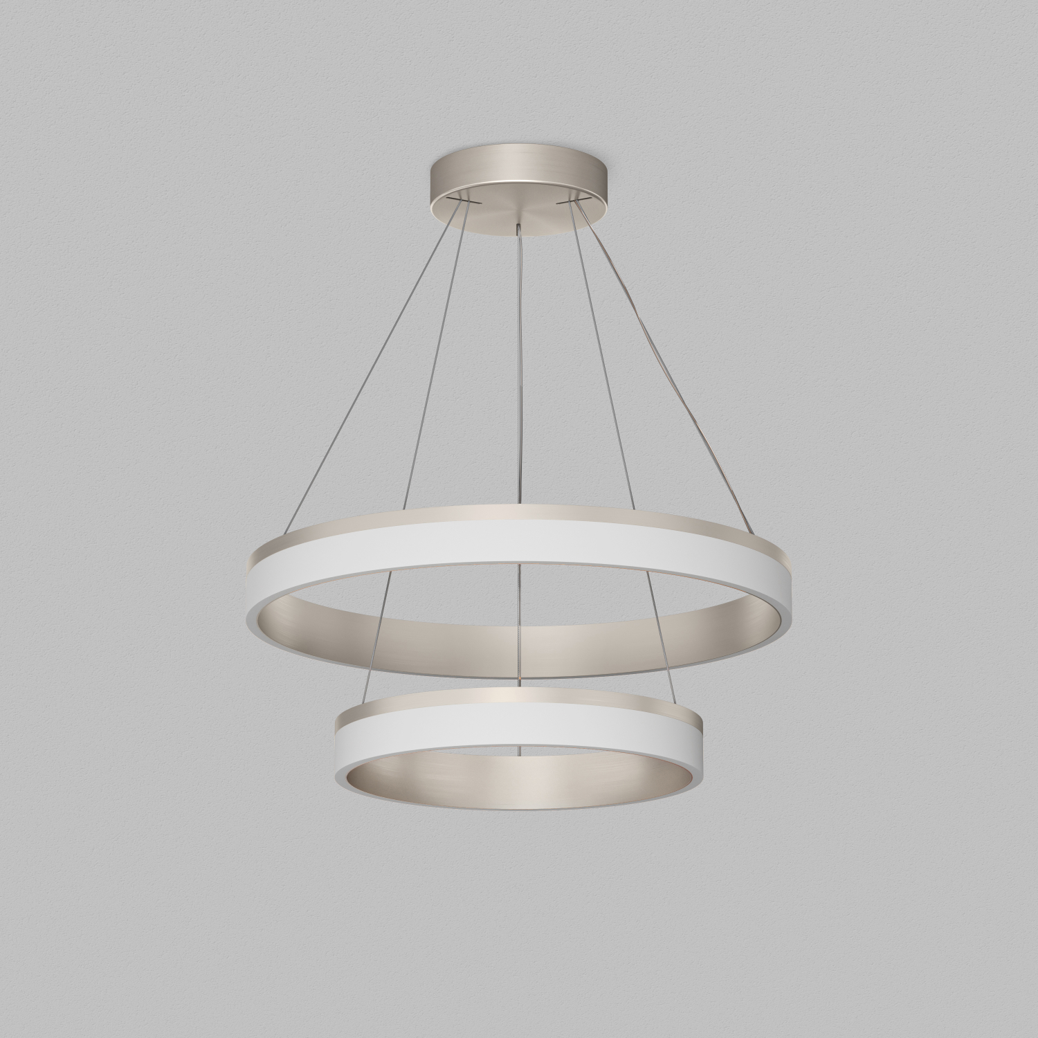 Подвесной светильник RING, ?600+400 мм, LED, 63Вт, 4000К, алюминий+акрил, сатин. никель