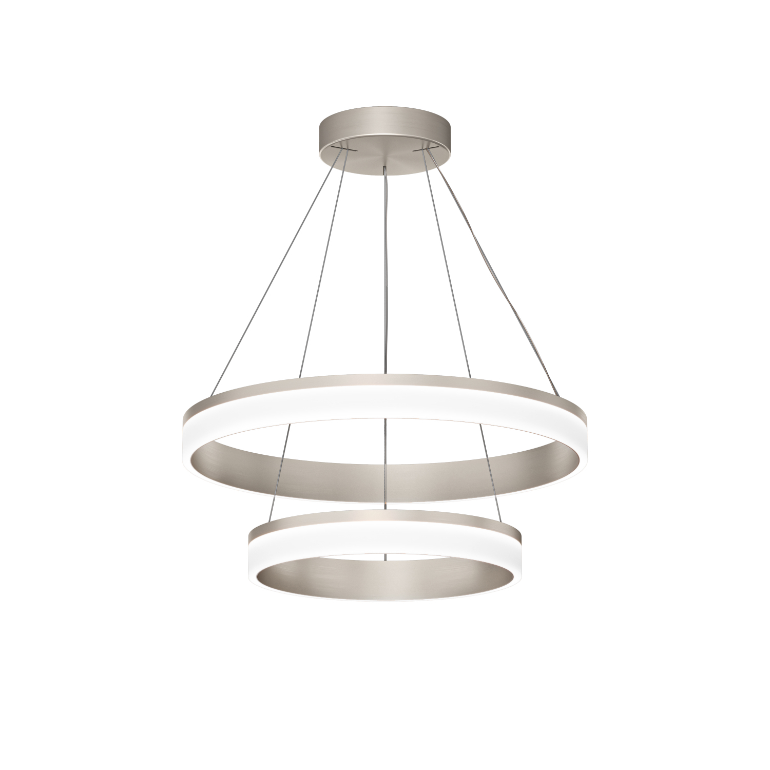 Подвесной светильник RING, ?600+400 мм, LED, 63Вт, 4000К, алюминий+акрил, сатин. никель