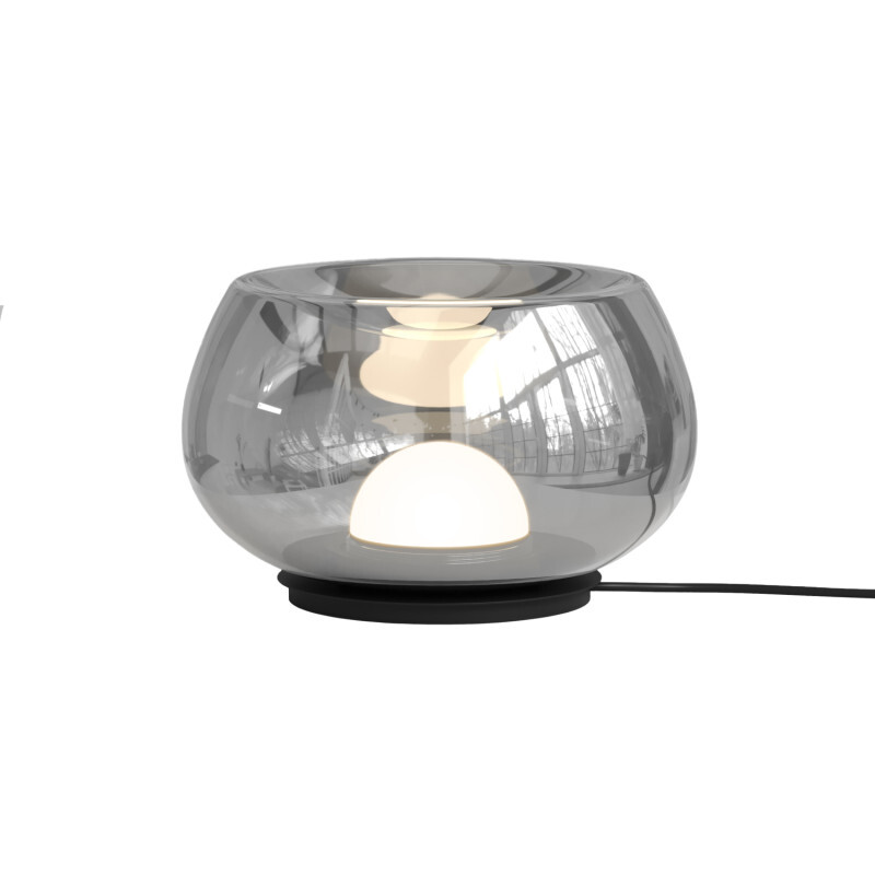 Настольная лампа FLOA, 8 Вт, 3000К, ?220 мм, металл, стекло, черный, дымчатый серый