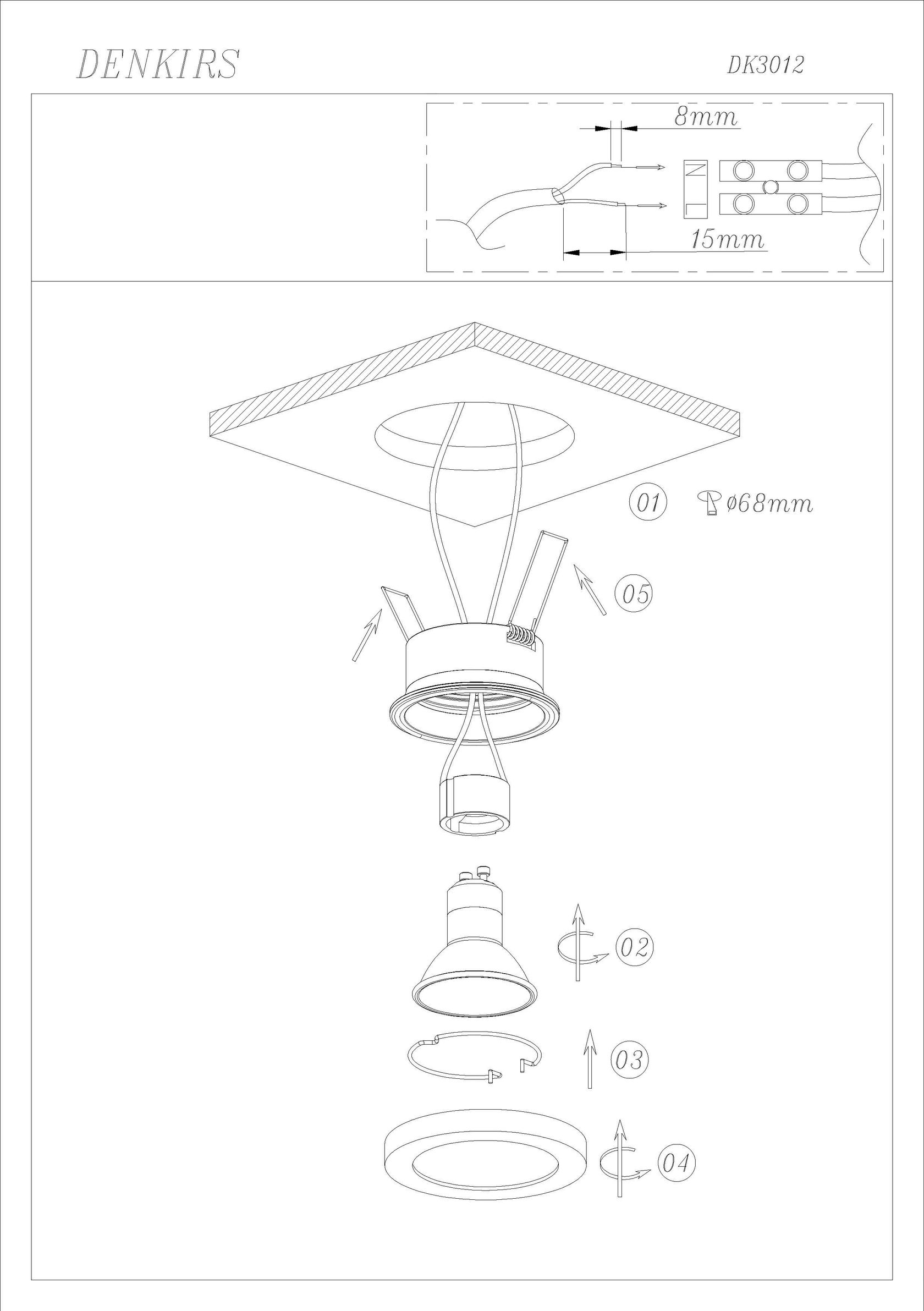 DK3012-AL Встраиваемый светильник влагозащ., IP 44, 50 Вт, GU10, серый, алюминий