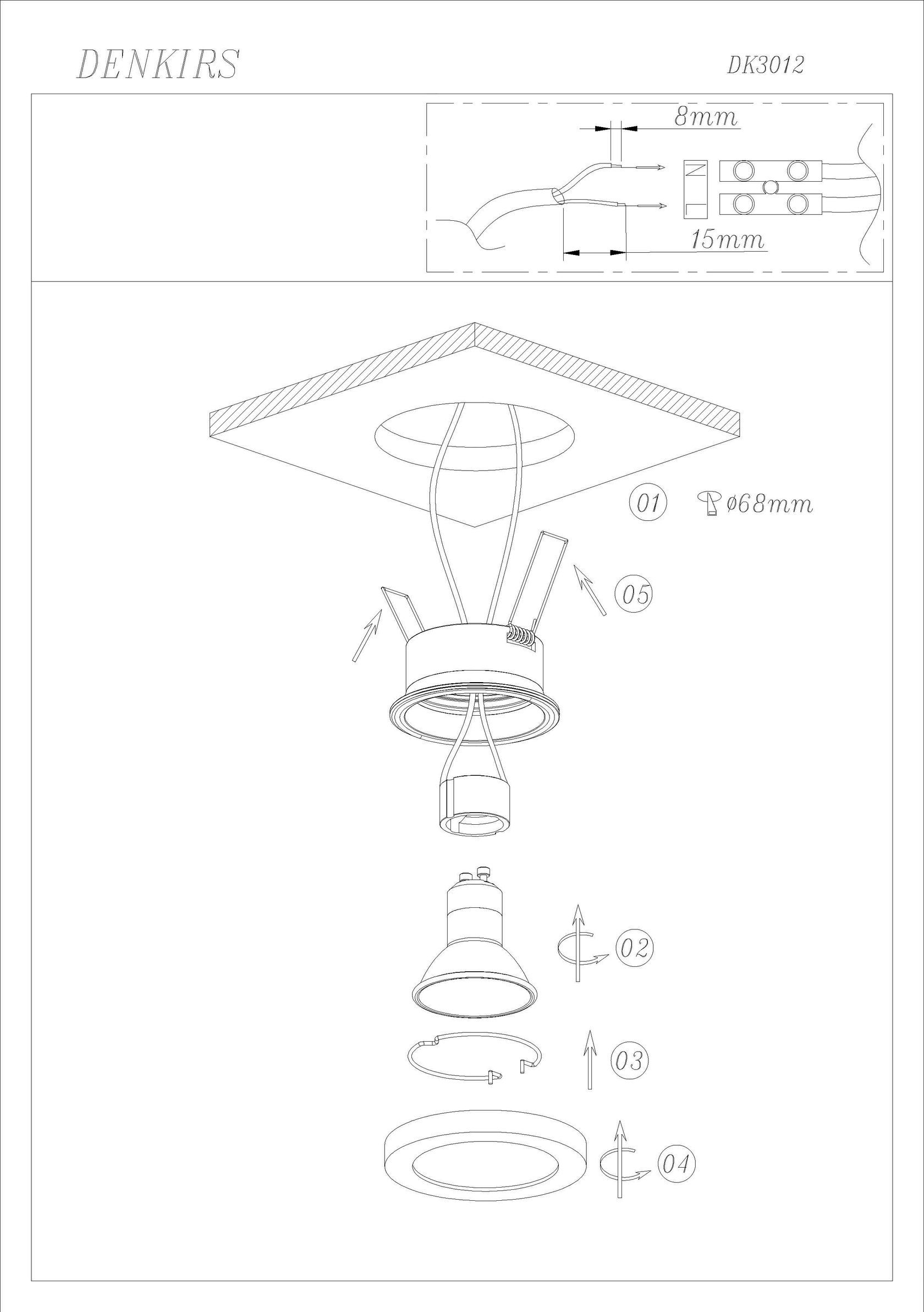 DK3012-WH Встраиваемый светильник влагозащ., IP 44, 50 Вт, GU10, белый, алюминий