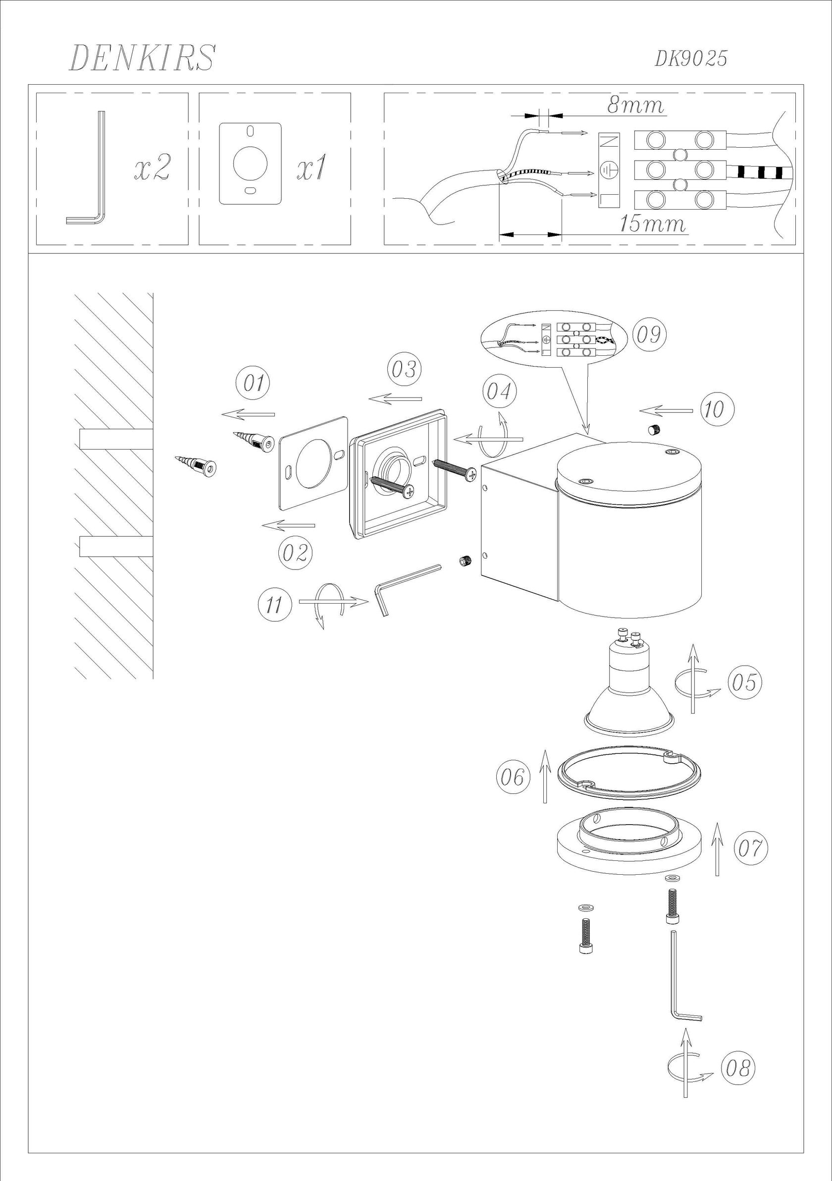 DK9025-WH Светильник настенный IP 65, 50 Вт, GU10, белый, алюминий