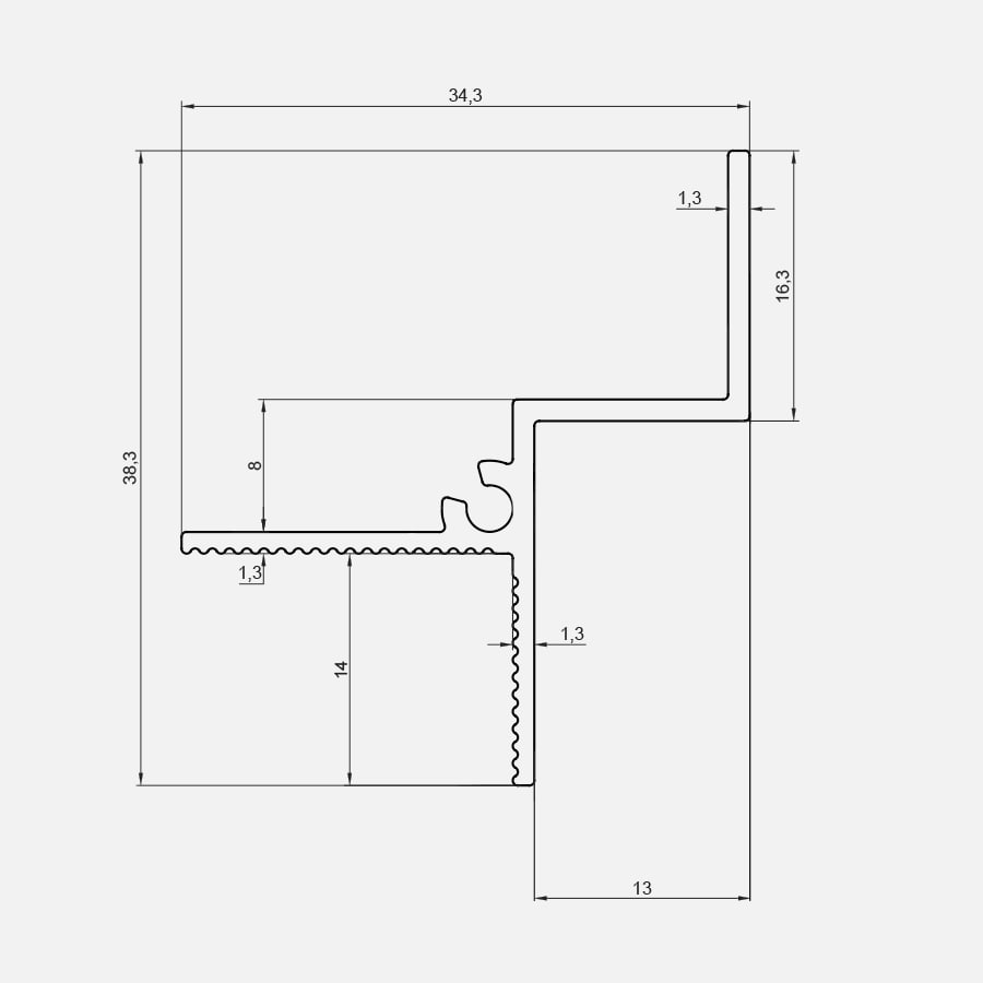 Теневой профиль RUMGIPS-13 черный 2м.